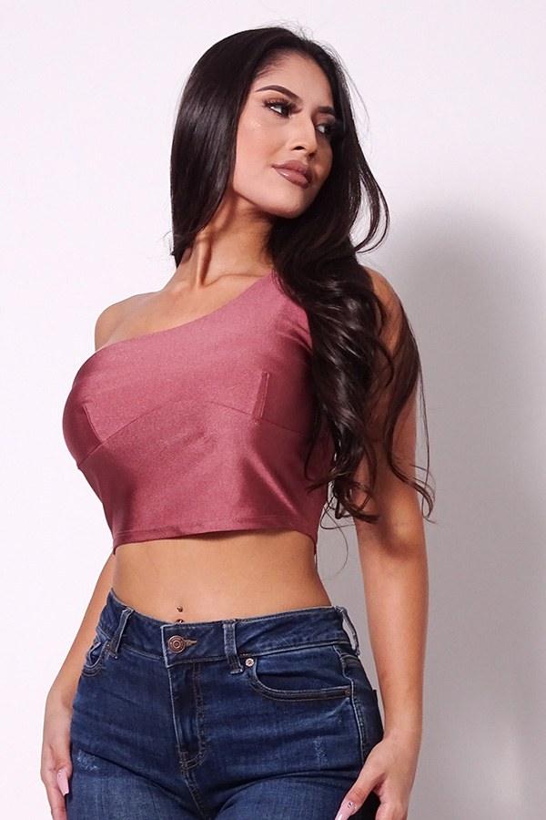 Sleeveless One Shoulder Bustier Crop Top | Mixtshop LLC