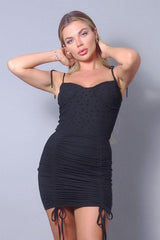 Romantic Gathered Bust Shoulder Tie Polka Dot Bodysuit | Mixtshop LLC