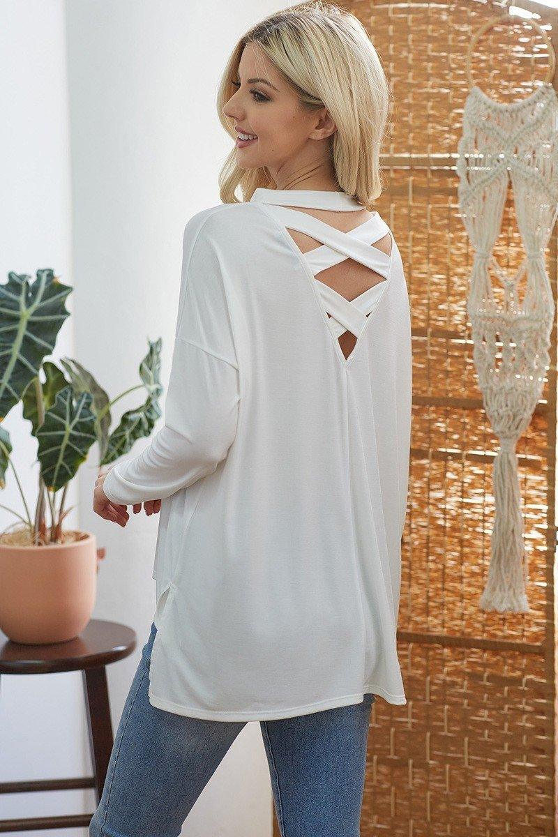 Criss Cross Open Back Longsleeve Top | Mixtshop LLC