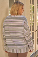 Plus Sage & Lavender Stripped Super Soft Sweatshirt | Mixtshop LLC
