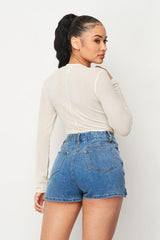 Fishnet Sheer Mesh Back Deep V Neck Bodysuit | Mixtshop LLC