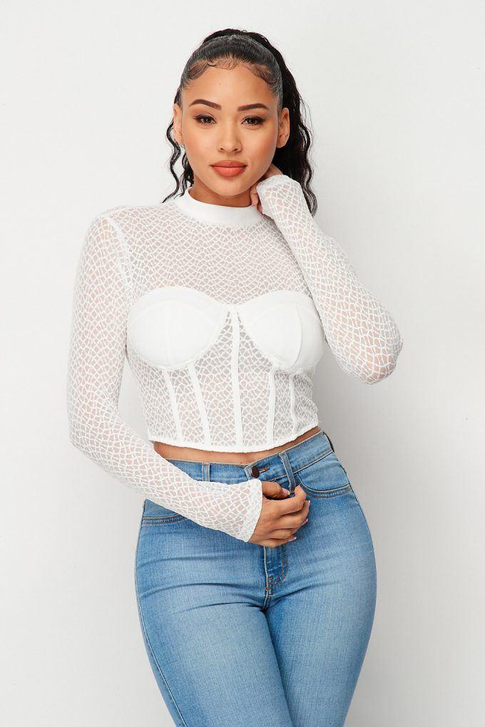Sexy Mesh Mock Neck Top | Mixtshop LLC