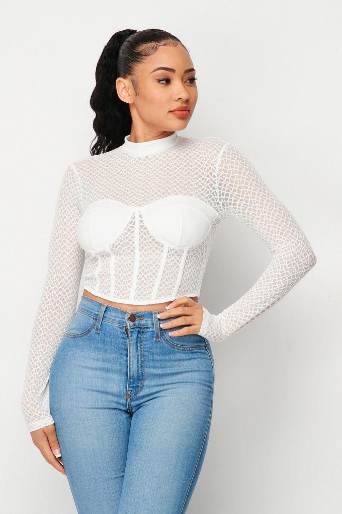 Sexy Mesh Mock Neck Top | Mixtshop LLC
