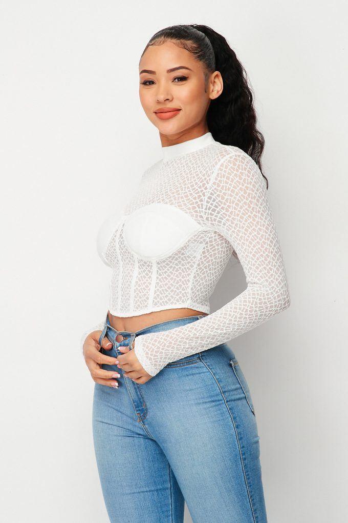 Sexy Mesh Mock Neck Top | Mixtshop LLC