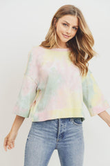 Tie Dyed 3/4 Sleeve Round Neck Top | Mixtshop LLC