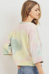 Tie Dyed 3/4 Sleeve Round Neck Top | Mixtshop LLC