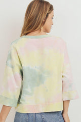 Tie Dyed 3/4 Sleeve Round Neck Top | Mixtshop LLC