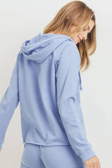 French Terry Hood With V-neck Long Sleeve Top | Mixtshop LLC