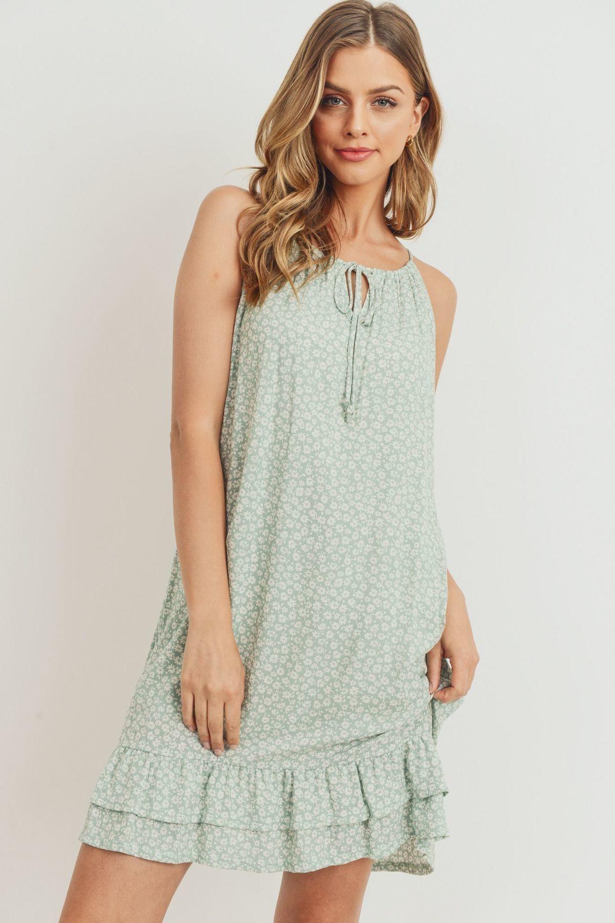 Ruffled Floral Sleeveless Dress | Mixtshop LLC