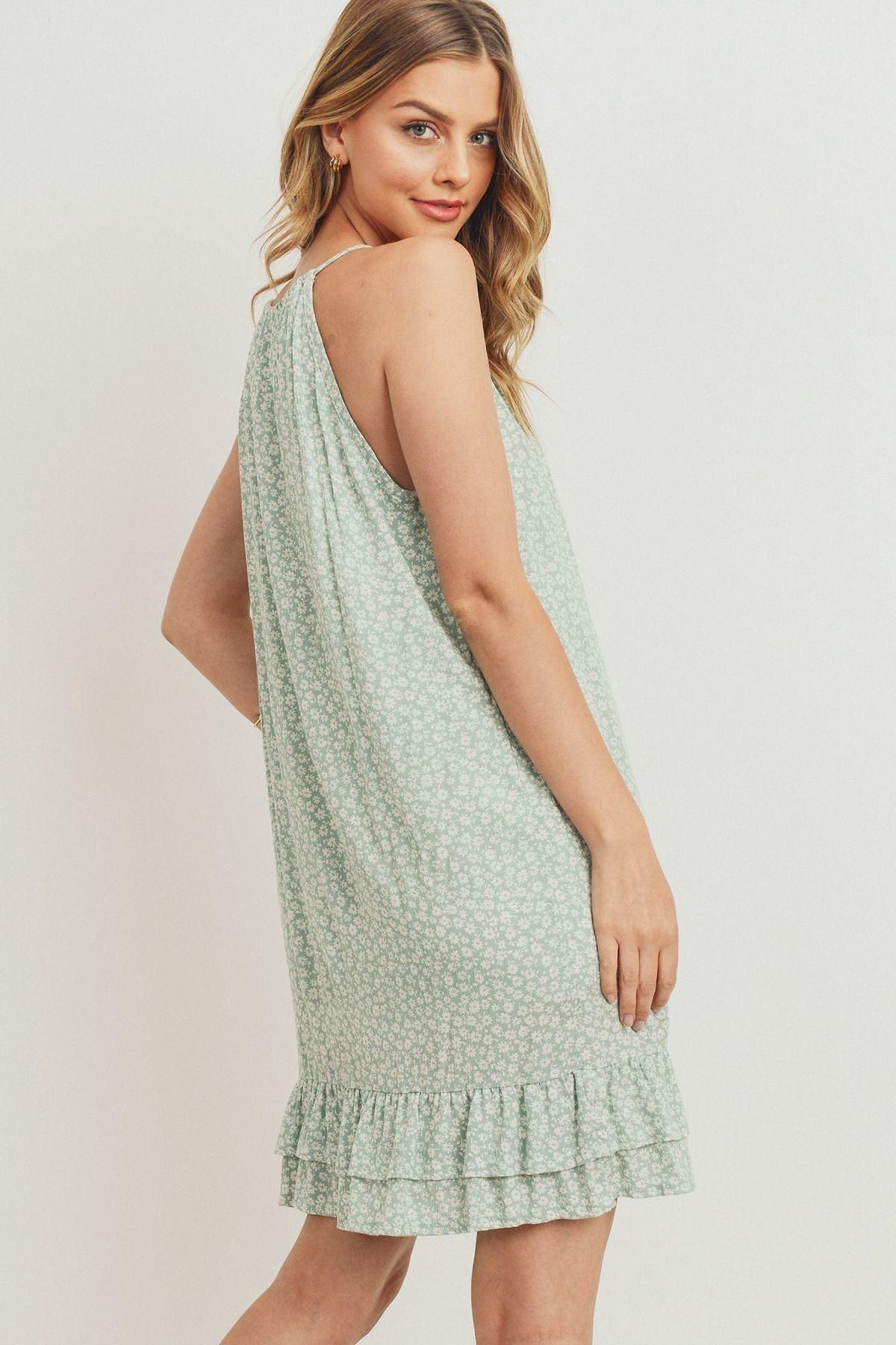 Ruffled Floral Sleeveless Dress | Mixtshop LLC