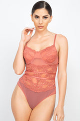 Sheer Lace Floral Padded Bodysuit | Mixtshop LLC