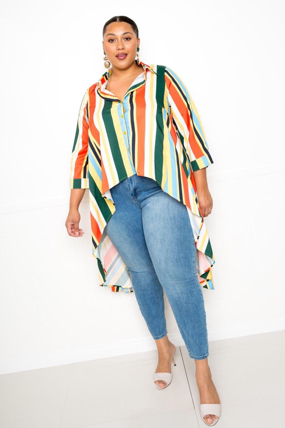 Striped Hi Low Shirt | Mixtshop LLC