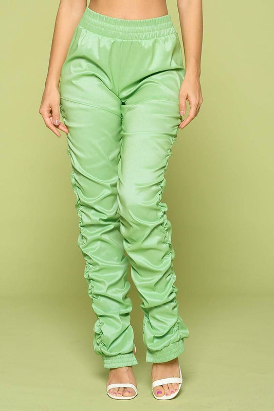 Leather Pu Ruched Pants | Mixtshop LLC