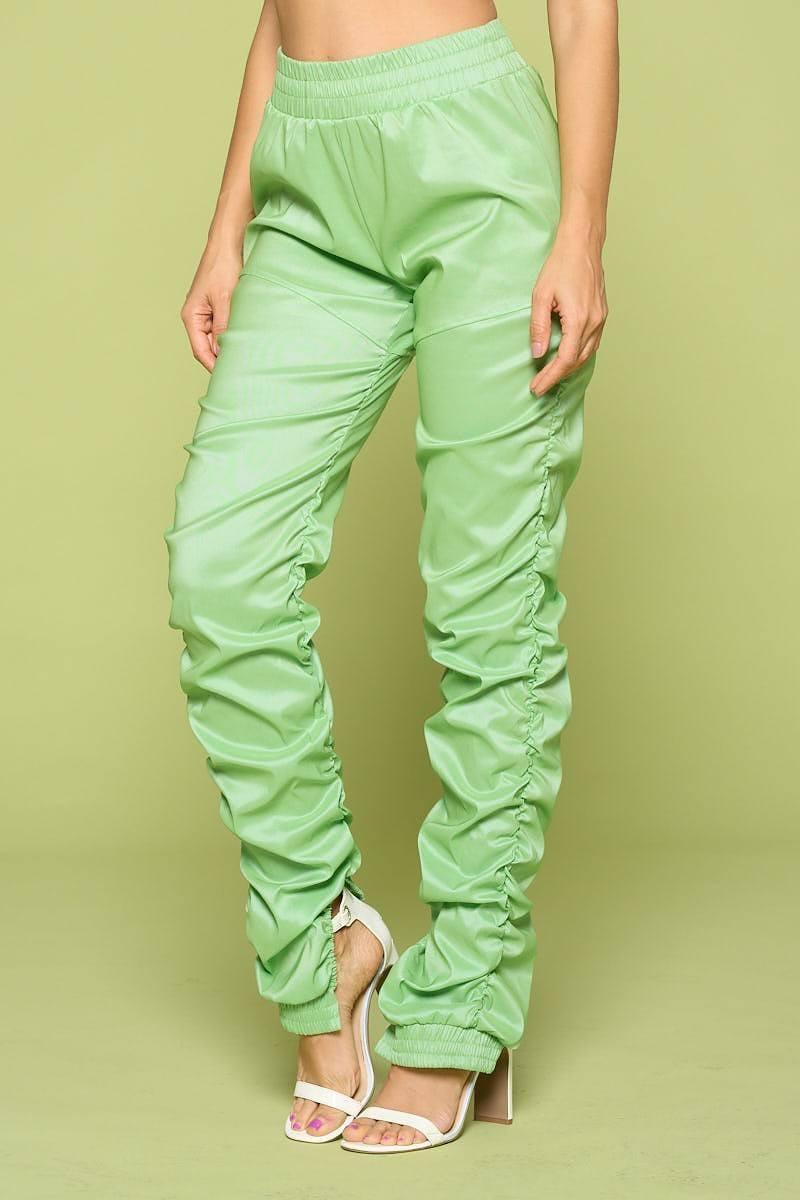 Leather Pu Ruched Pants | Mixtshop LLC