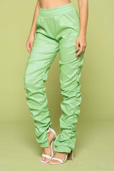 Leather Pu Ruched Pants | Mixtshop LLC