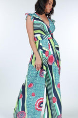 Ruffle Sleeve Surplice Jumpsuit | Mixtshop LLC