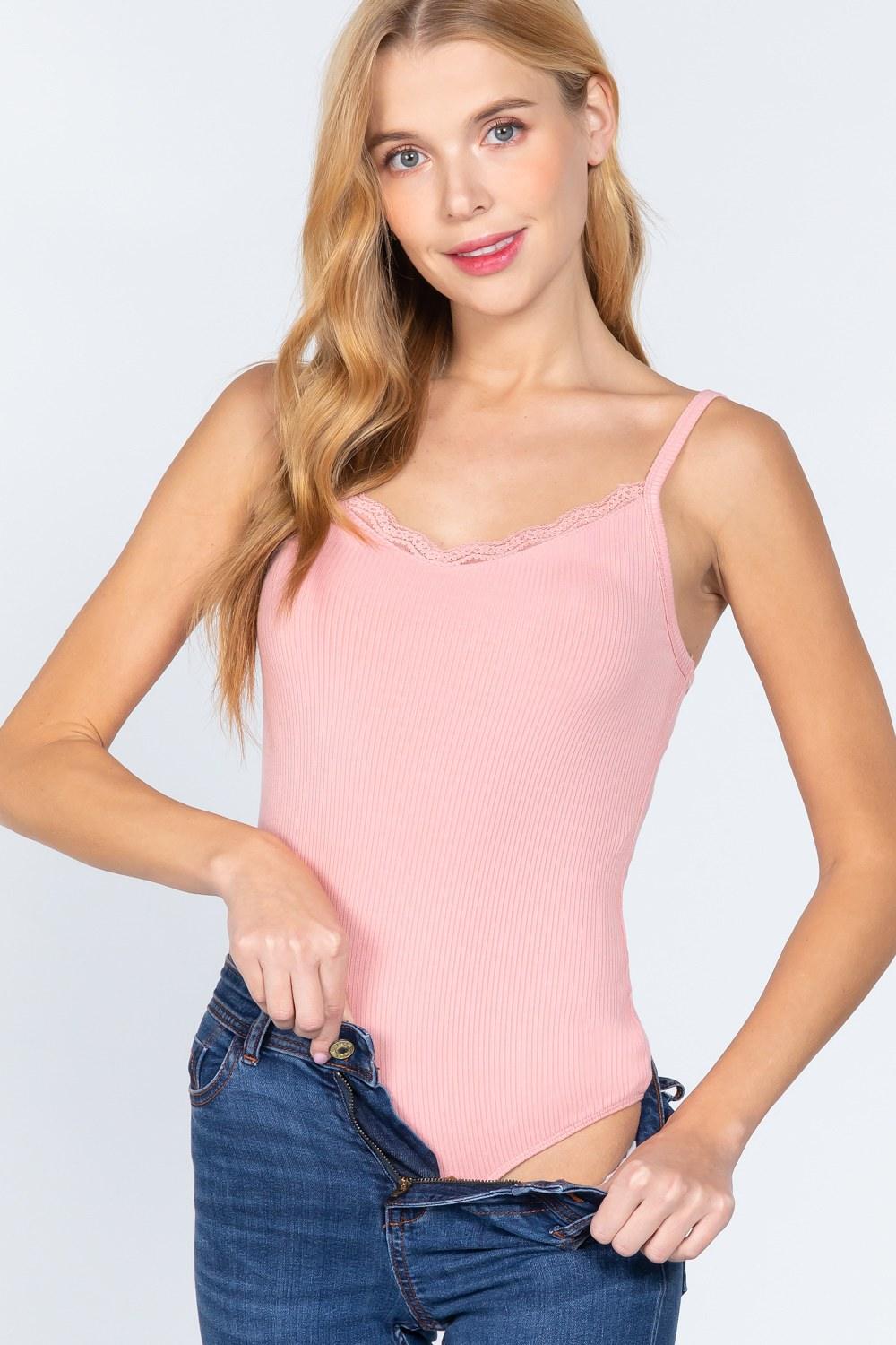 Heavy Rib Cami W/lace Bodysuit | Mixtshop LLC
