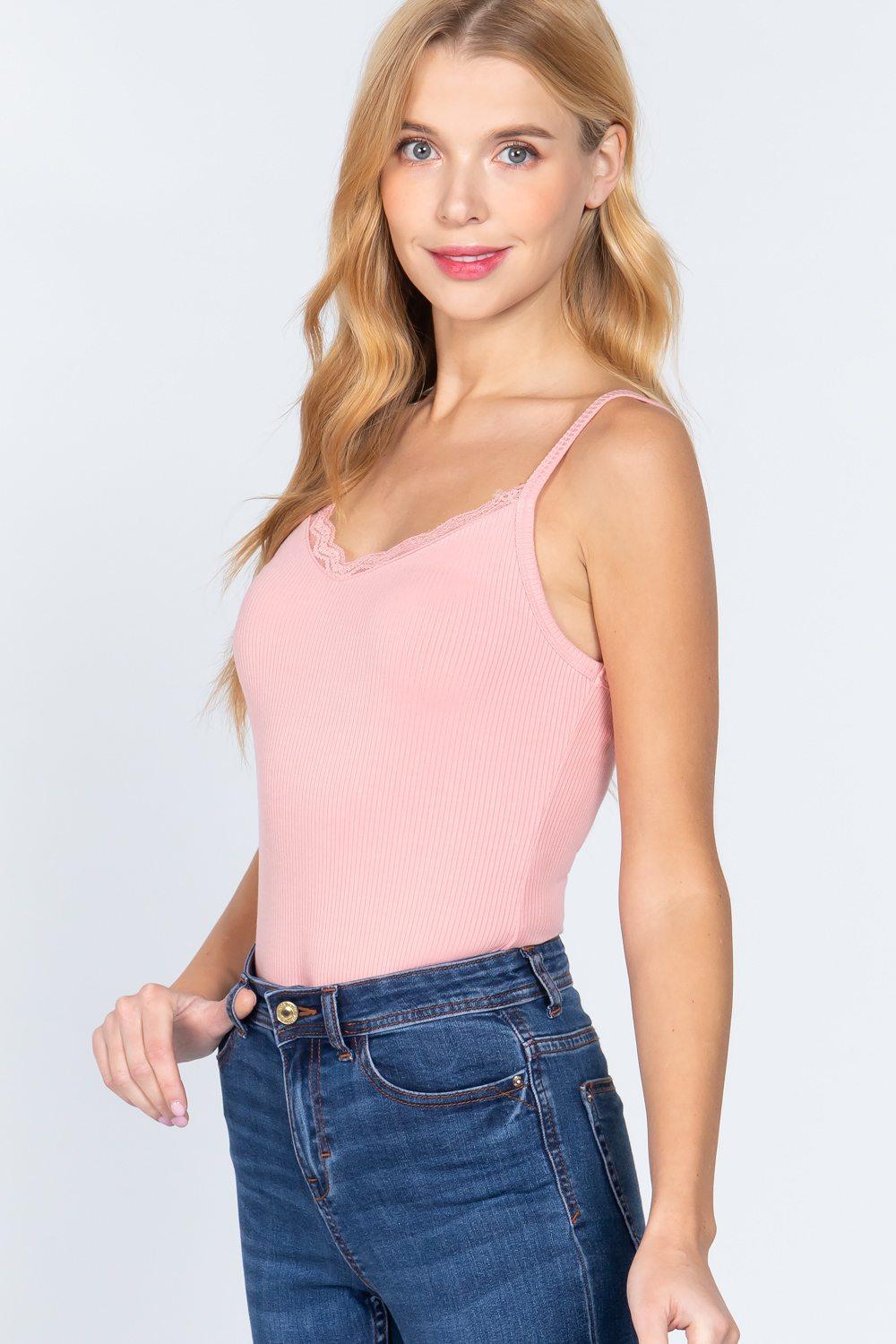 Heavy Rib Cami W/lace Bodysuit | Mixtshop LLC