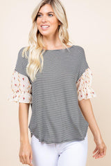 Cute Striped Curved Hem Casual Top | Mixtshop LLC