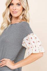 Cute Striped Curved Hem Casual Top | Mixtshop LLC