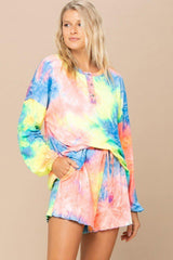 Tie-dye Printed Knit Top And Shorts Set | Mixtshop LLC