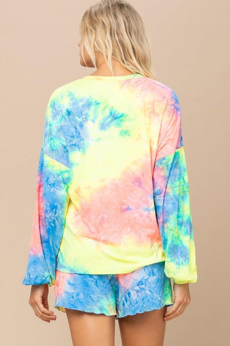 Tie-dye Printed Knit Top And Shorts Set | Mixtshop LLC