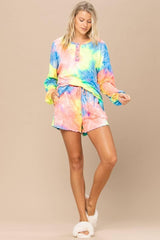 Tie-dye Printed Knit Top And Shorts Set | Mixtshop LLC