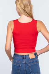 Sleeveless V-neck Twist Knot Knit Top | Mixtshop LLC