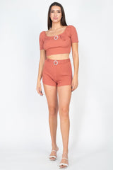 Scoop Neck Crop Top And Ribbed Shorts | Mixtshop LLC