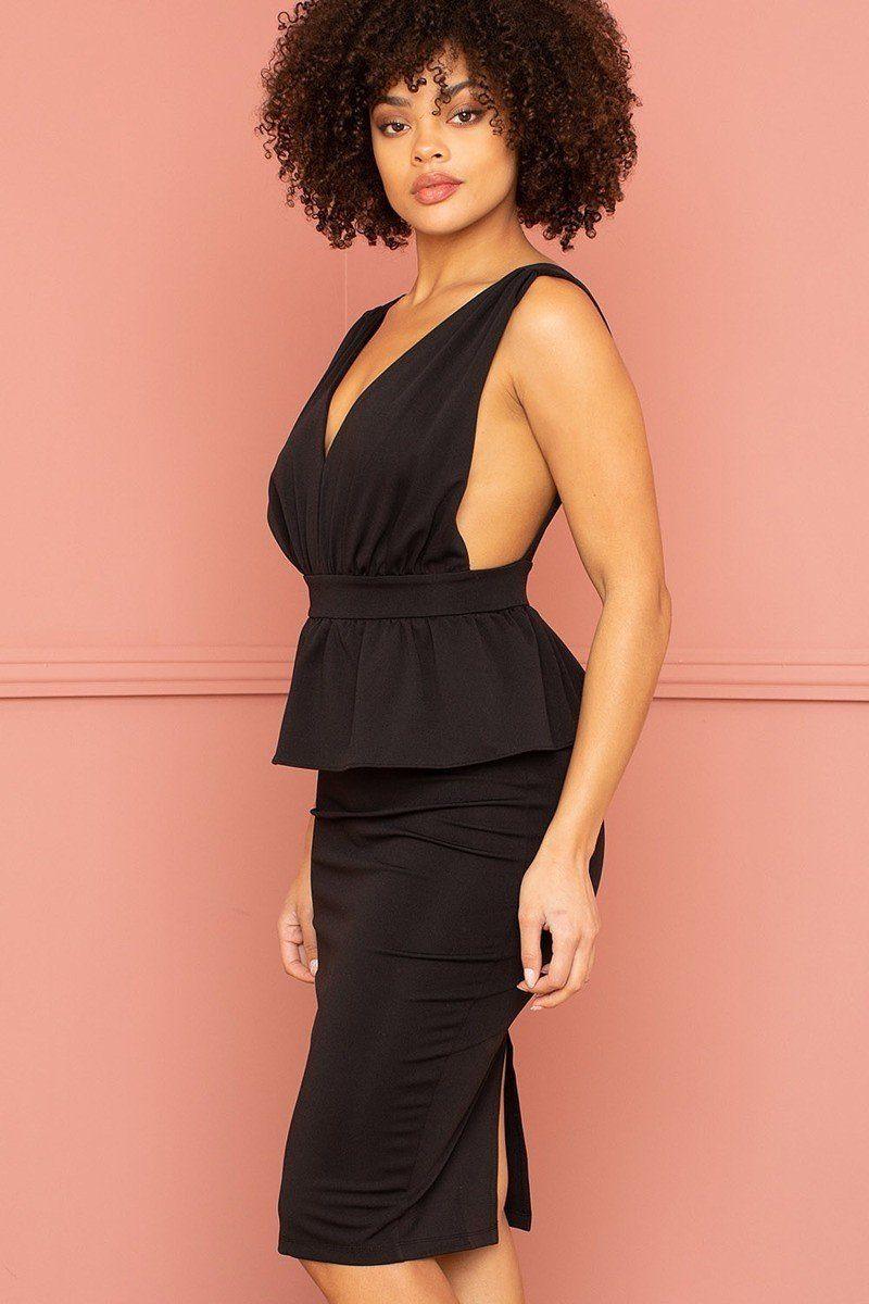 Shimmer Peplum Midi Dress | Mixtshop LLC