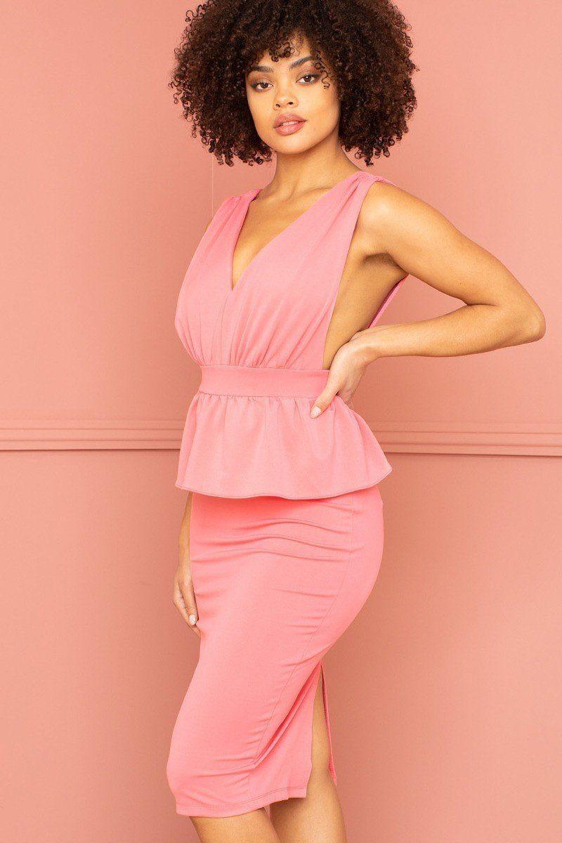 Shimmer Peplum Midi Dress | Mixtshop LLC