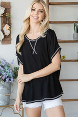 Open Back Wide Sleeve Shorsleeve Top | Mixtshop LLC