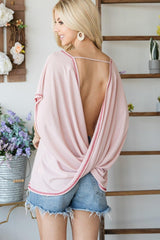 Open Back Wide Sleeve Shorsleeve Top | Mixtshop LLC