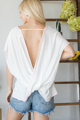 Open Back Wide Sleeve Shorsleeve Top | Mixtshop LLC