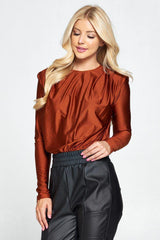 Metallic Padded Shoulder Bodysuit | Mixtshop LLC