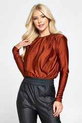 Metallic Padded Shoulder Bodysuit | Mixtshop LLC