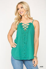 Plunging V-neckline Lattice Top | Mixtshop LLC