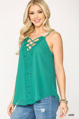 Plunging V-neckline Lattice Top | Mixtshop LLC