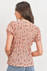 Front Tie Floral Waffle Top | Mixtshop LLC