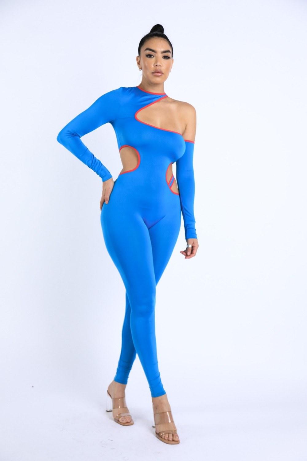 Color Binding Detailed Cutout Jumpsuit | Mixtshop LLC