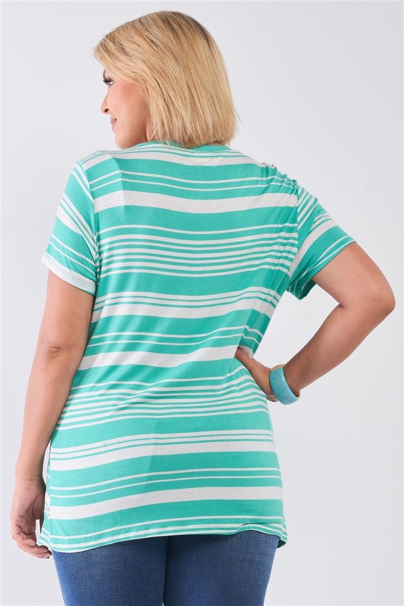 Plus Striped And Distressed Cut-out Top | Mixtshop LLC