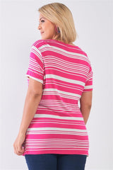 Plus Striped And Distressed Cut-out Top | Mixtshop LLC