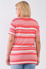 Plus Striped And Distressed Cut-out Top | Mixtshop LLC