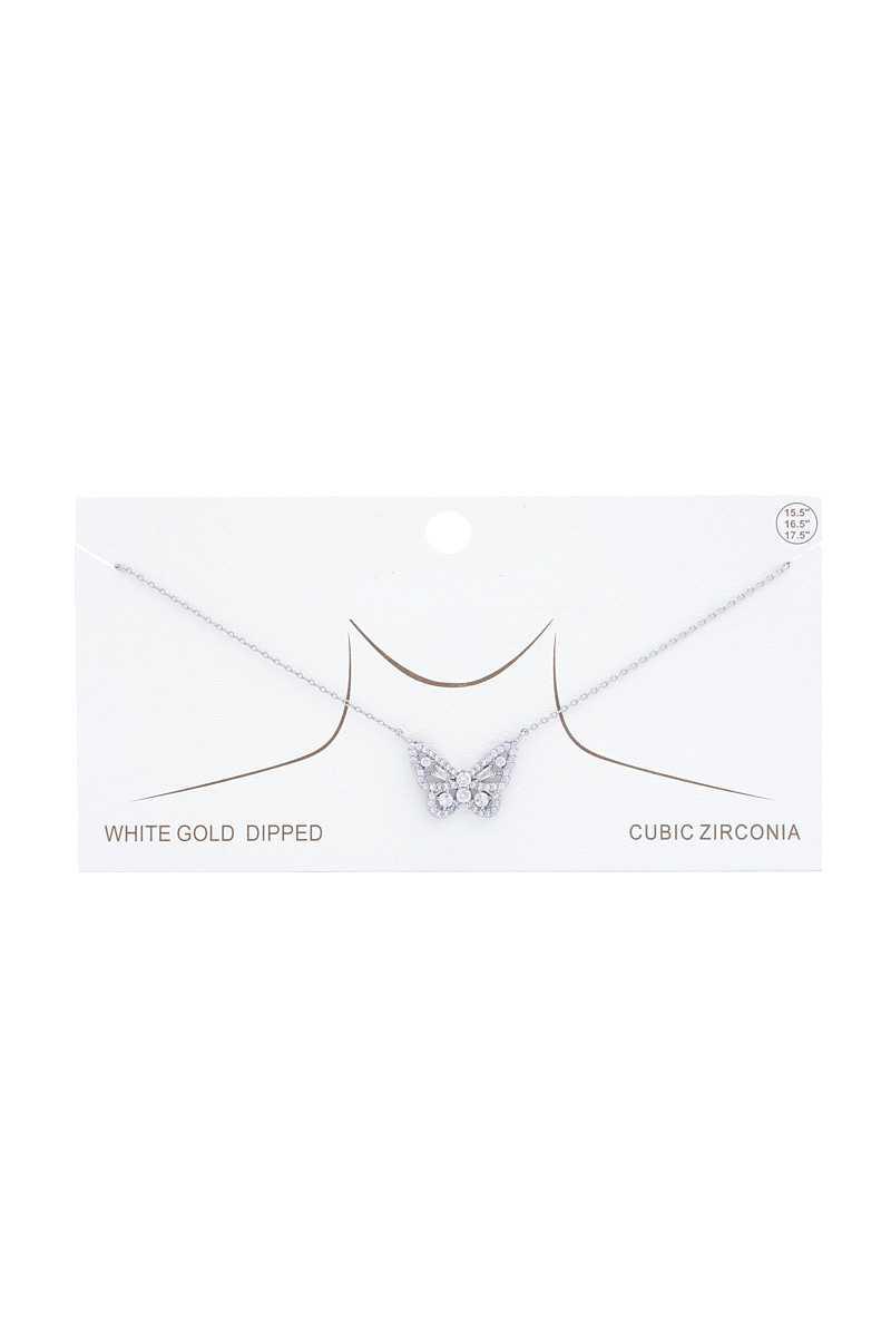 Rhinestone Butterfly Charm Gold Dipped Necklace | Mixtshop LLC