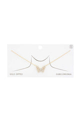 Rhinestone Butterfly Charm Gold Dipped Necklace | Mixtshop LLC