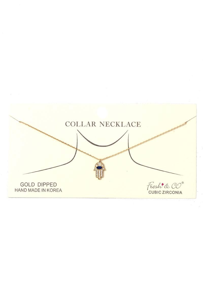 Hamsa Hand Charm Collar Necklace | Mixtshop LLC