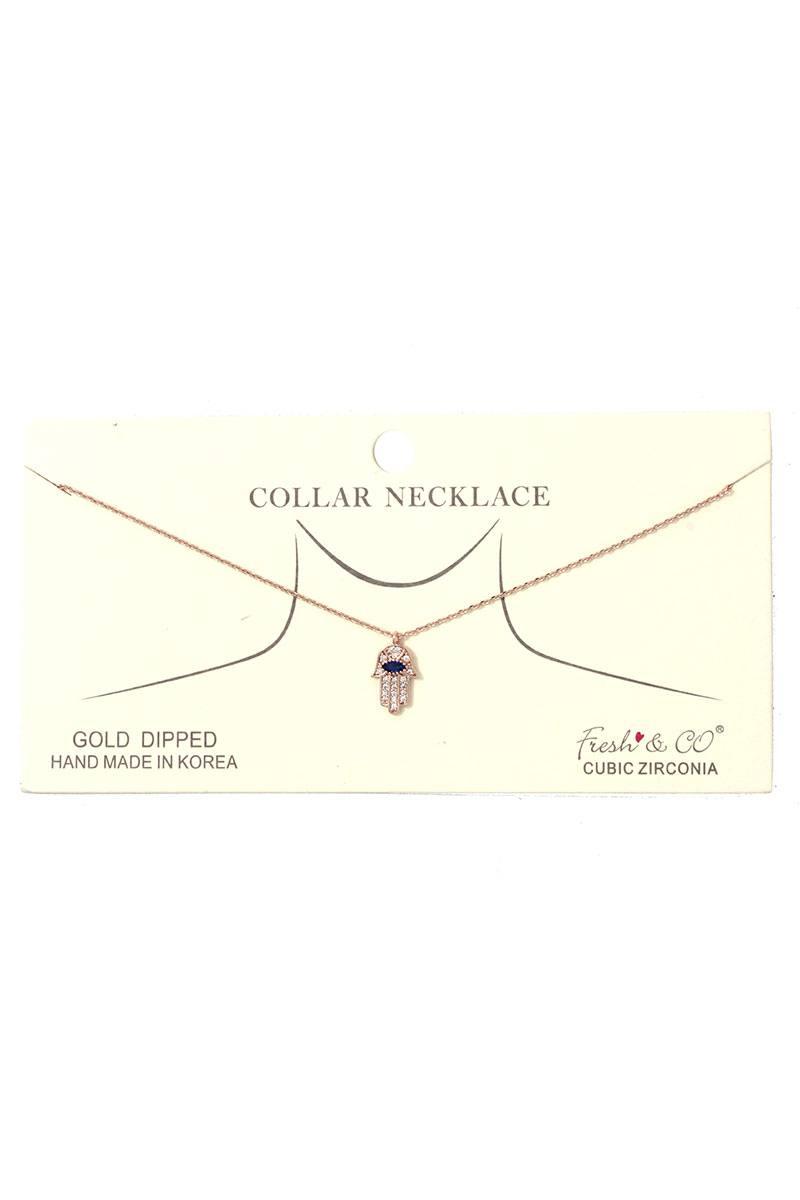 Hamsa Hand Charm Collar Necklace | Mixtshop LLC