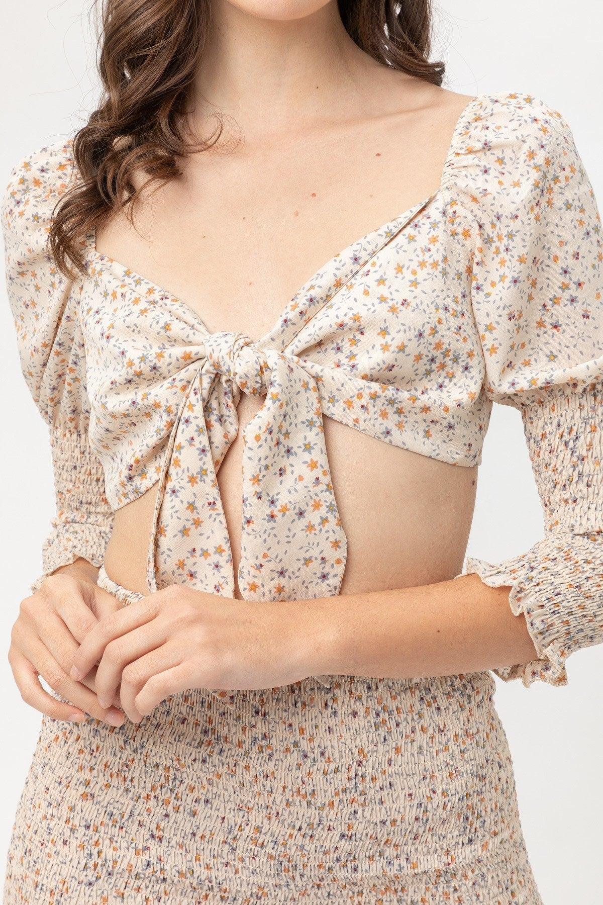 Front Tie Woven Printed Top | Mixtshop LLC