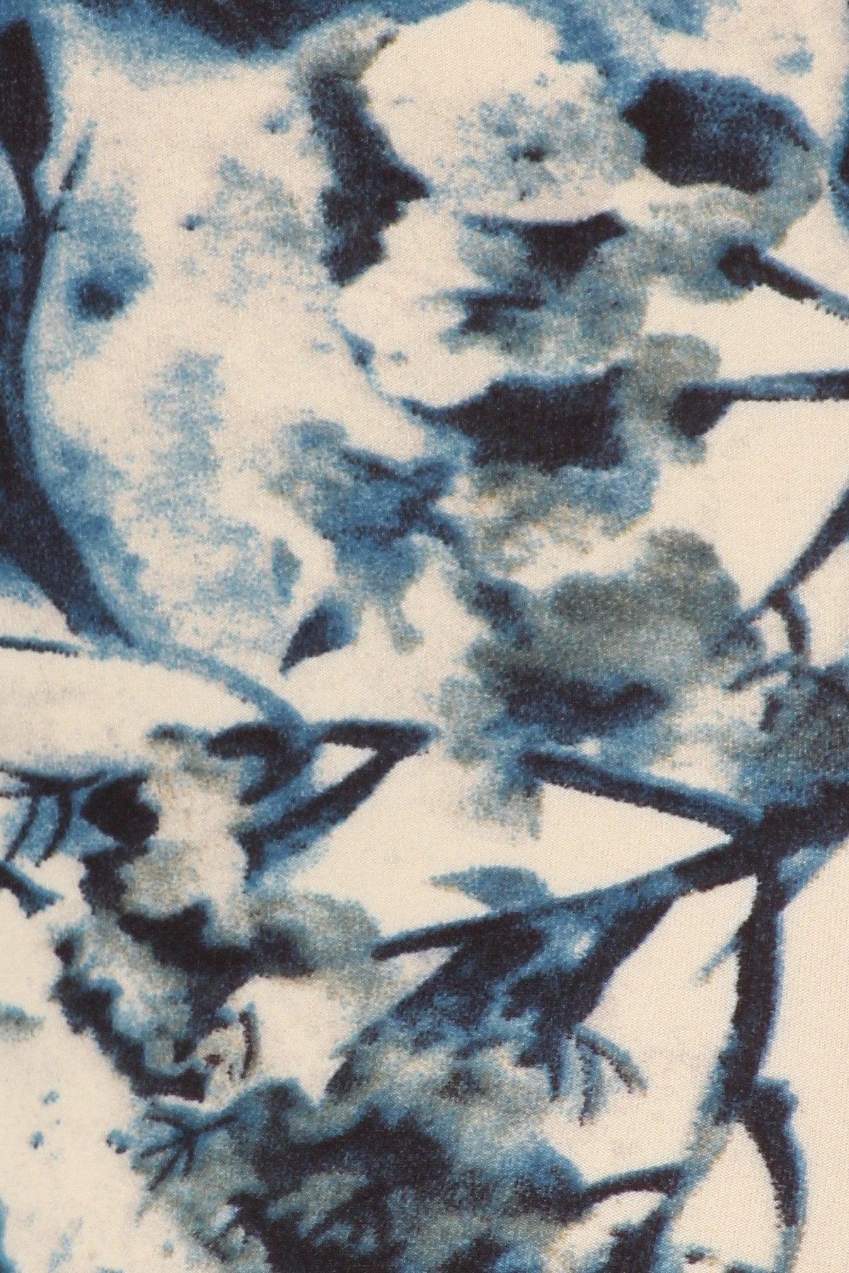 Plus Size Floral Print, Full Length Leggings In A Slim Fitting Style With A Banded High Waist | Mixtshop LLC