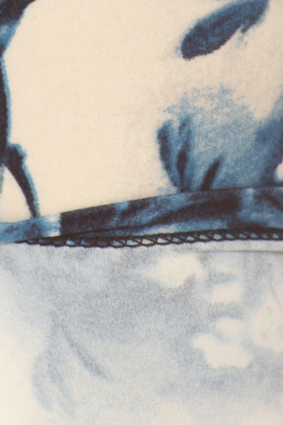 Plus Size Floral Print, Full Length Leggings In A Slim Fitting Style With A Banded High Waist | Mixtshop LLC